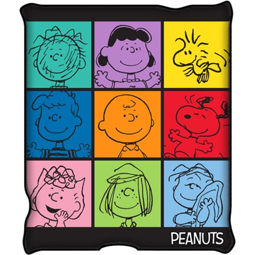 Peanuts Character Grid Multicolor Fleece Throw Blanket 45 X 60