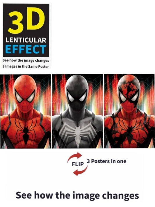 Marvel, Spider Man,Poster 3D Effect, 3 images in one, 3D Lenticular Effect