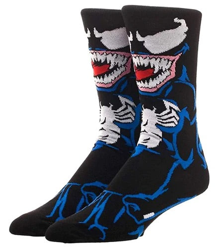 Cartoon Socks, Venom, Womens & Mens Fun Novelty Crew Character 360 Degree Artwork Designed Socks